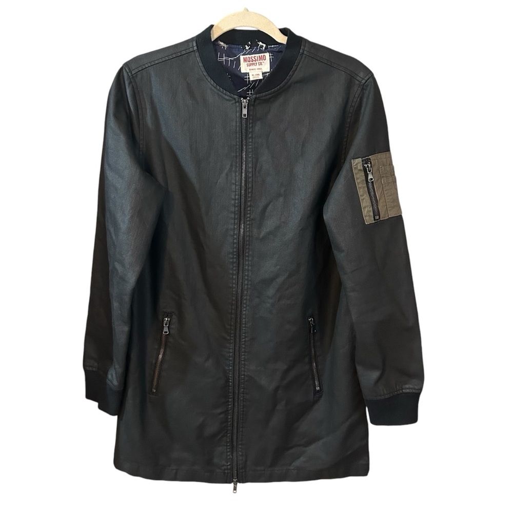 Mossimo Young Adult Jean Jacket Lined Zip Pockets Bomber Flight Black Sz XL (16)
